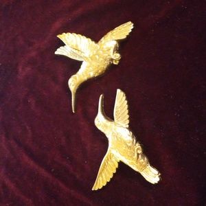Vintage Homco Gold Hummingbird Wall Art